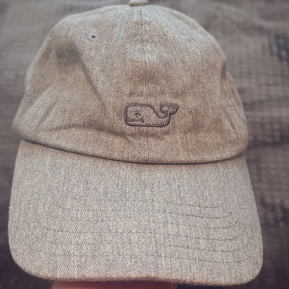 Vineyard Vines Strapback Cotton Hat Unisex Bluish Gray